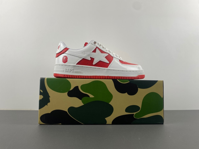 a bathing ape bape sta patent leather white grey