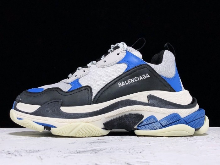 balen triple s trainers clear sole b;ack blue white 541624 w09oh 1007