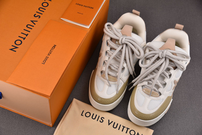 l&v skate sneaker beige white