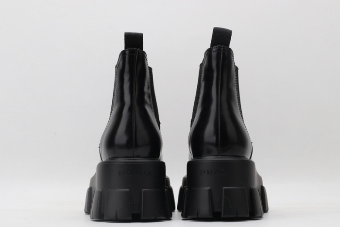 prad monolith brushed leather chelsea boots