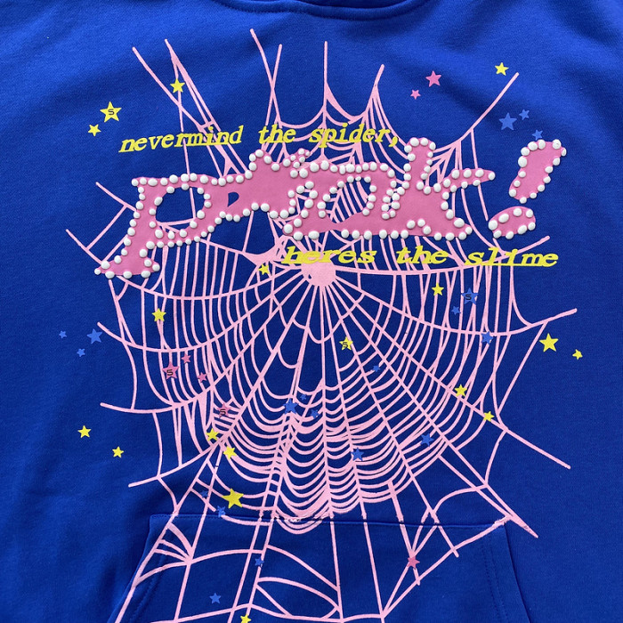 sp5der p*nk hoodie blue