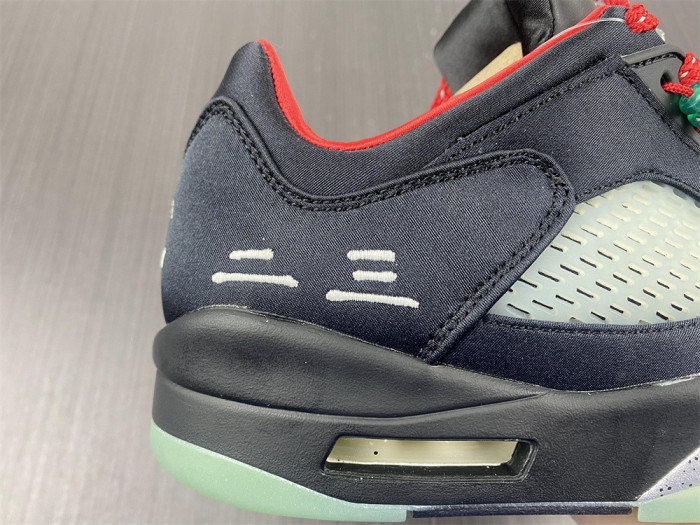 clot x air jordan 5 low black green red dm4640-036