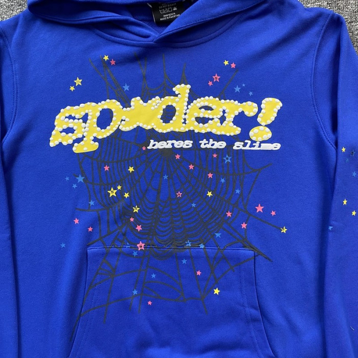 sp5der tc hoodie blue