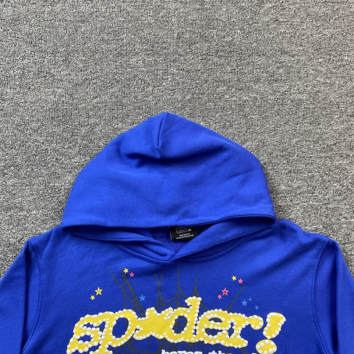 sp5der tc hoodie blue