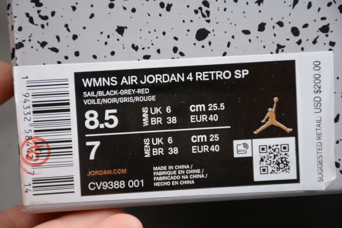 fw x air jordan 4 “bred” cv9388-001